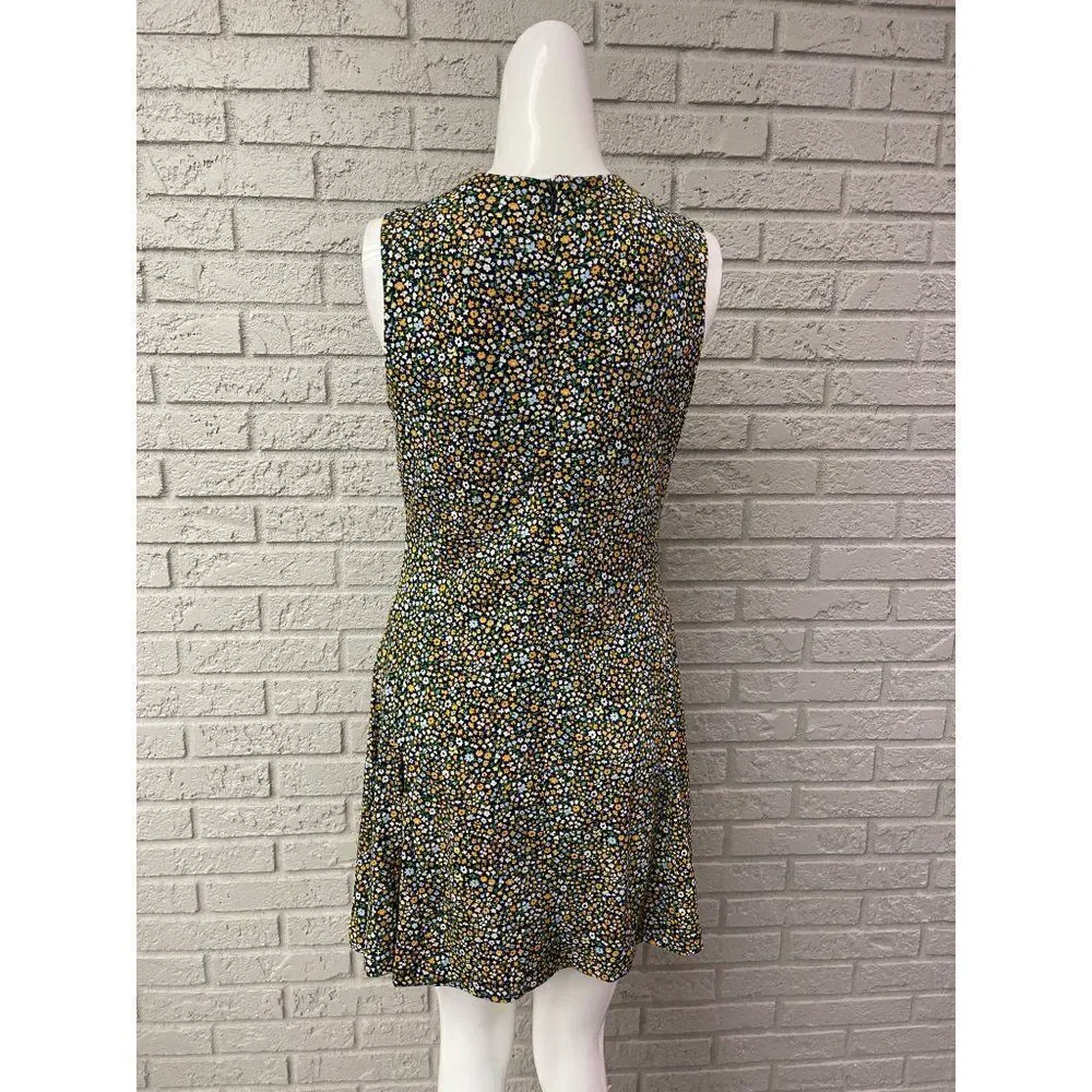 Michael Kors Quinn Floral Crisscross Neckline Sleeveless Mini Dress Size M